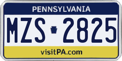 PA license plate MZS2825