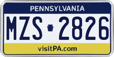 PA license plate MZS2826