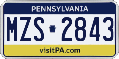 PA license plate MZS2843