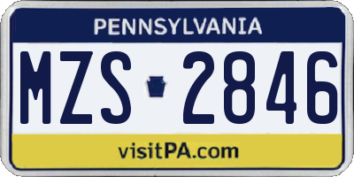 PA license plate MZS2846