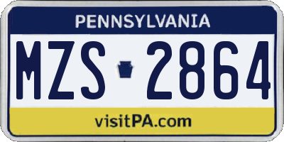PA license plate MZS2864