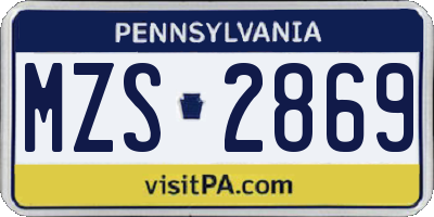 PA license plate MZS2869