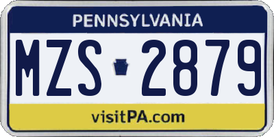 PA license plate MZS2879