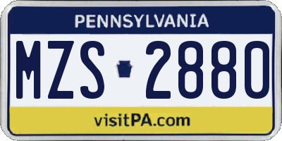 PA license plate MZS2880
