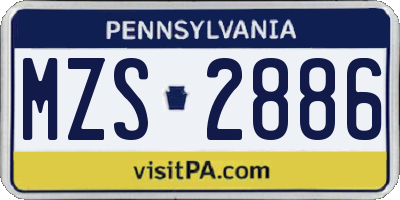 PA license plate MZS2886