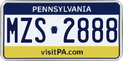 PA license plate MZS2888