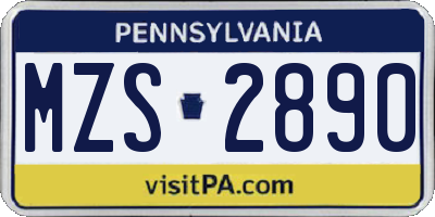 PA license plate MZS2890