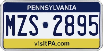 PA license plate MZS2895