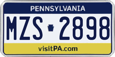 PA license plate MZS2898