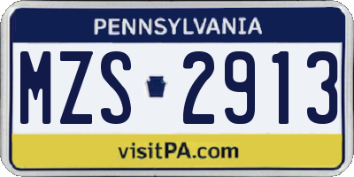 PA license plate MZS2913