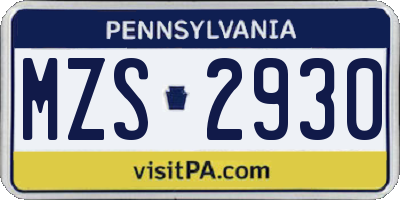 PA license plate MZS2930
