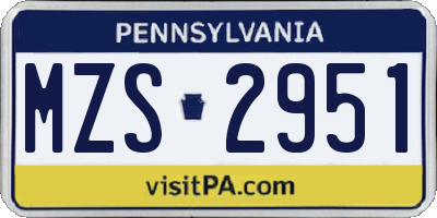 PA license plate MZS2951