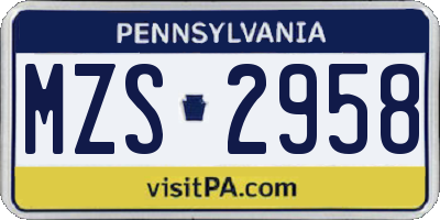 PA license plate MZS2958