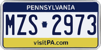 PA license plate MZS2973