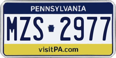 PA license plate MZS2977