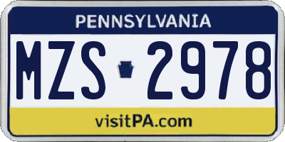 PA license plate MZS2978