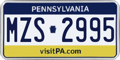 PA license plate MZS2995