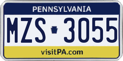 PA license plate MZS3055