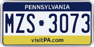 PA license plate MZS3073