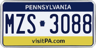 PA license plate MZS3088
