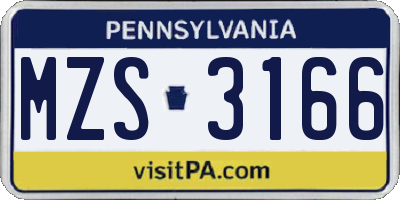 PA license plate MZS3166