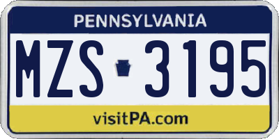 PA license plate MZS3195