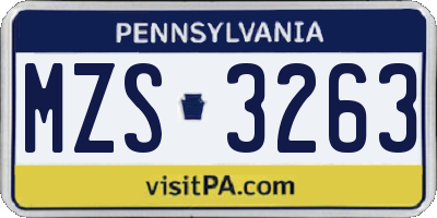 PA license plate MZS3263