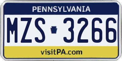 PA license plate MZS3266