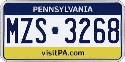 PA license plate MZS3268