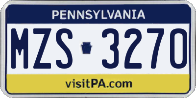 PA license plate MZS3270