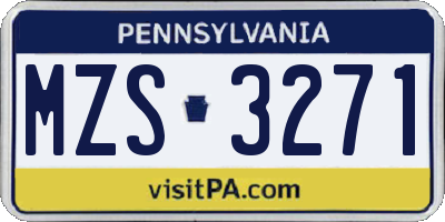 PA license plate MZS3271