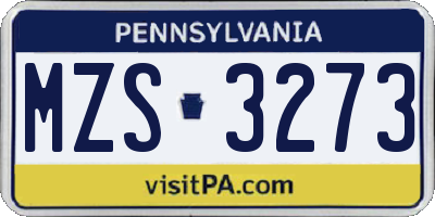 PA license plate MZS3273