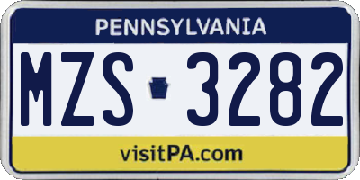 PA license plate MZS3282