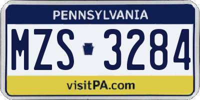 PA license plate MZS3284