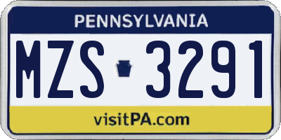 PA license plate MZS3291