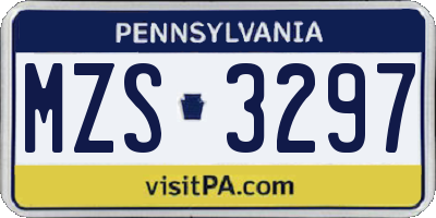 PA license plate MZS3297