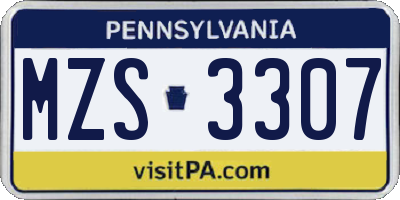 PA license plate MZS3307