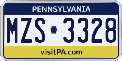 PA license plate MZS3328