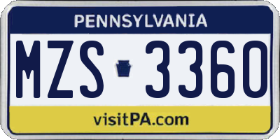 PA license plate MZS3360