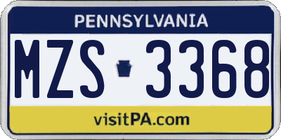 PA license plate MZS3368