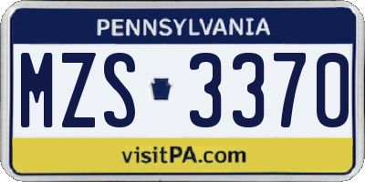 PA license plate MZS3370