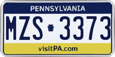 PA license plate MZS3373