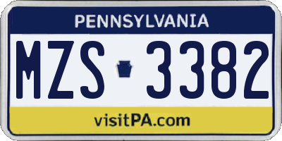 PA license plate MZS3382