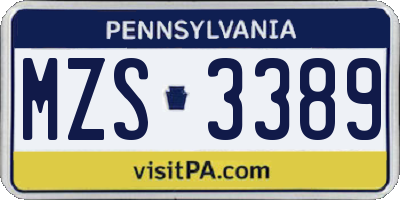 PA license plate MZS3389