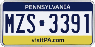 PA license plate MZS3391
