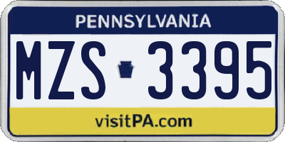 PA license plate MZS3395
