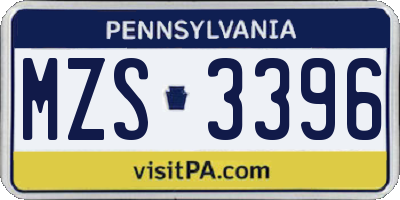 PA license plate MZS3396