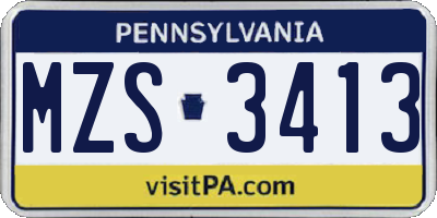PA license plate MZS3413