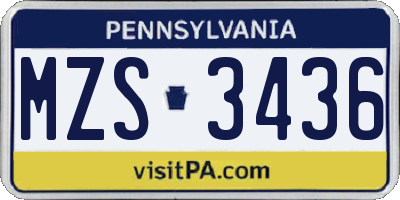 PA license plate MZS3436