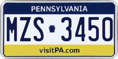 PA license plate MZS3450
